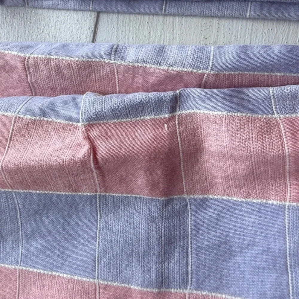 Vintage Pink and Blue Striped Cotton Pillowcase Set of 2 20x28 Home Decor 0910